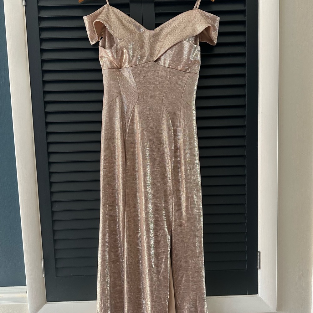 Elegant Off-Shoulder Champagne Dress